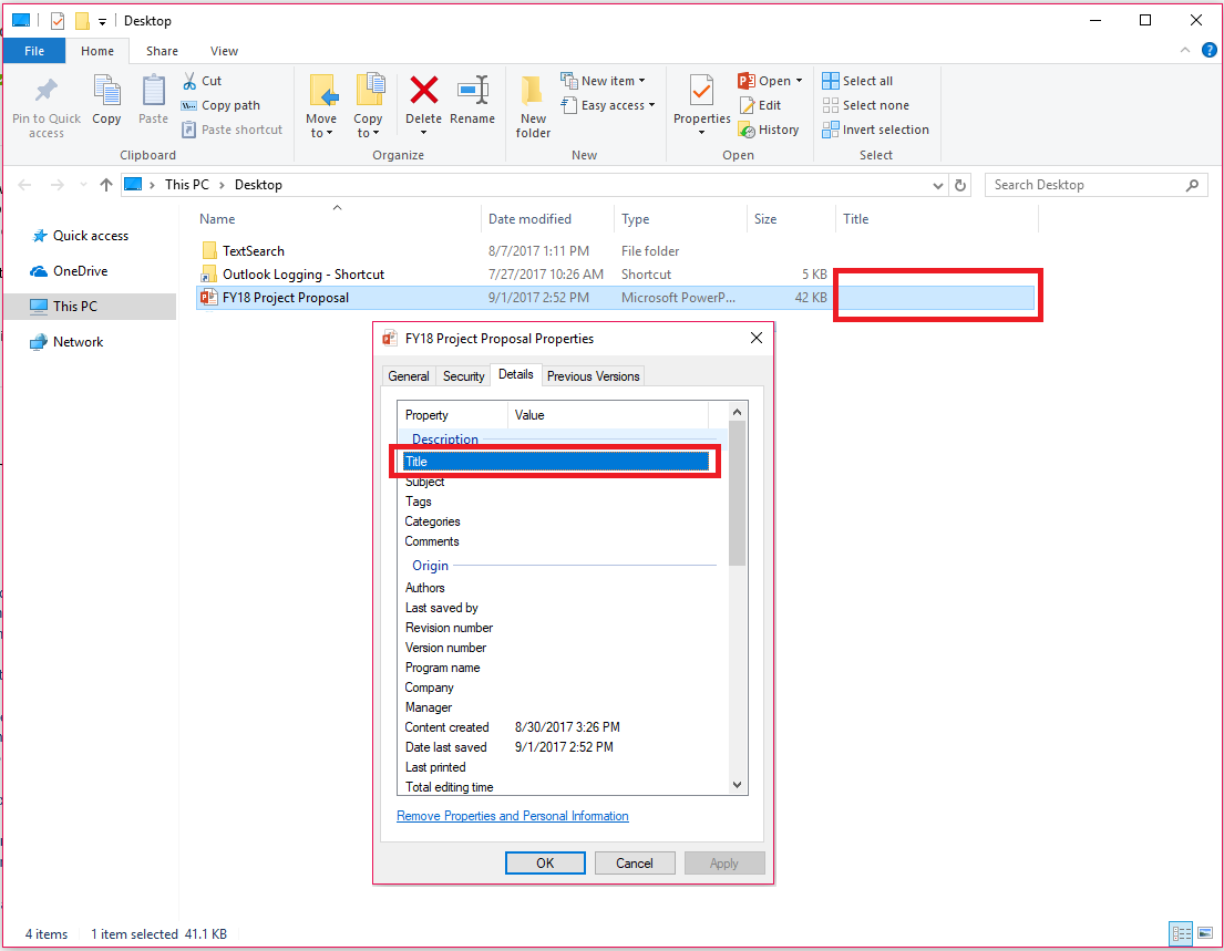 Office Document Properties in Windows File Explorer